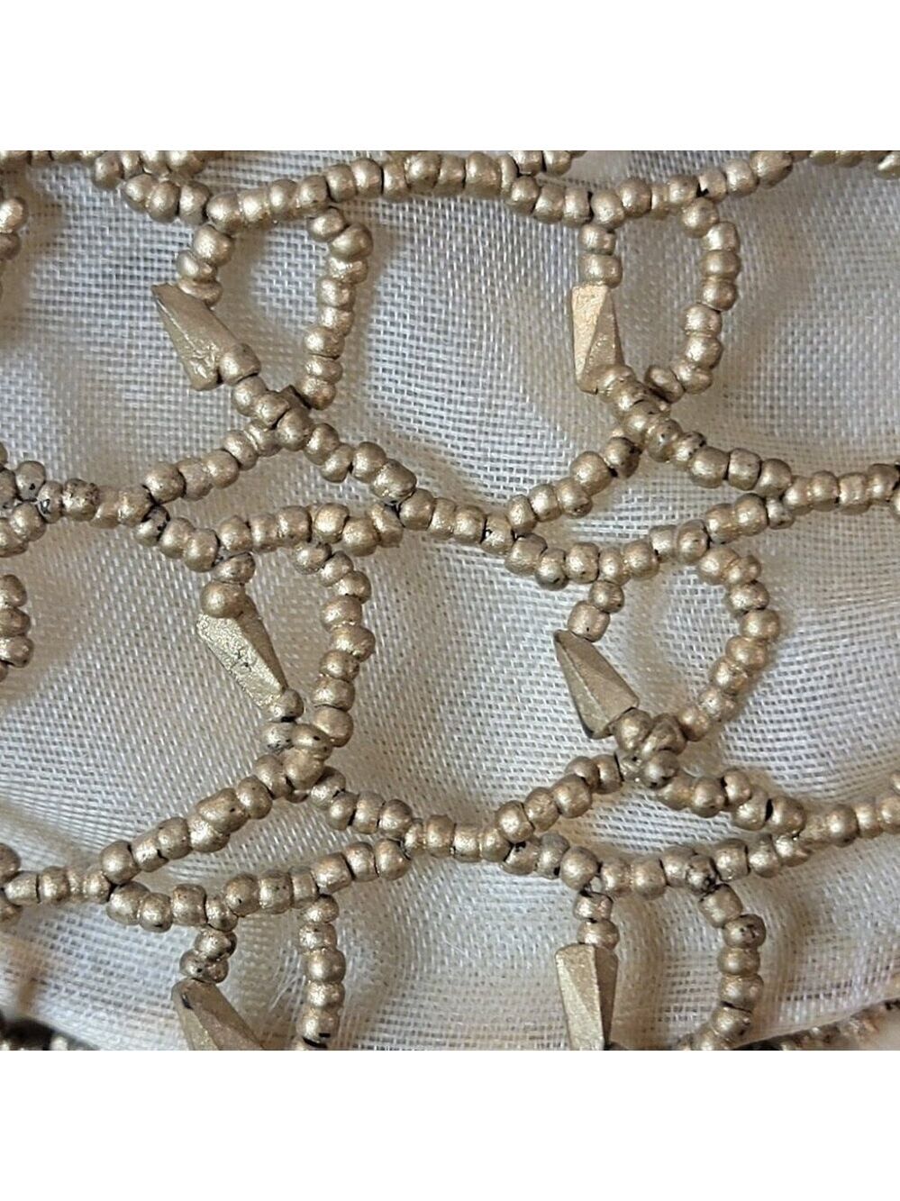 1990s Gold Beaded Crochet Pouch Crossbody Bag - Super Cute - Picture 4 of 12